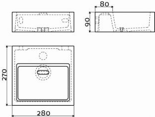 Clou Flush 1 fontein 280x270x90MM marmercomposiet wit CL/03.13011